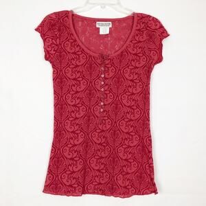 Next Era Couture Top Juniors M Y2K Vintage Mesh Henley Fairy Tomato Girl Prairie